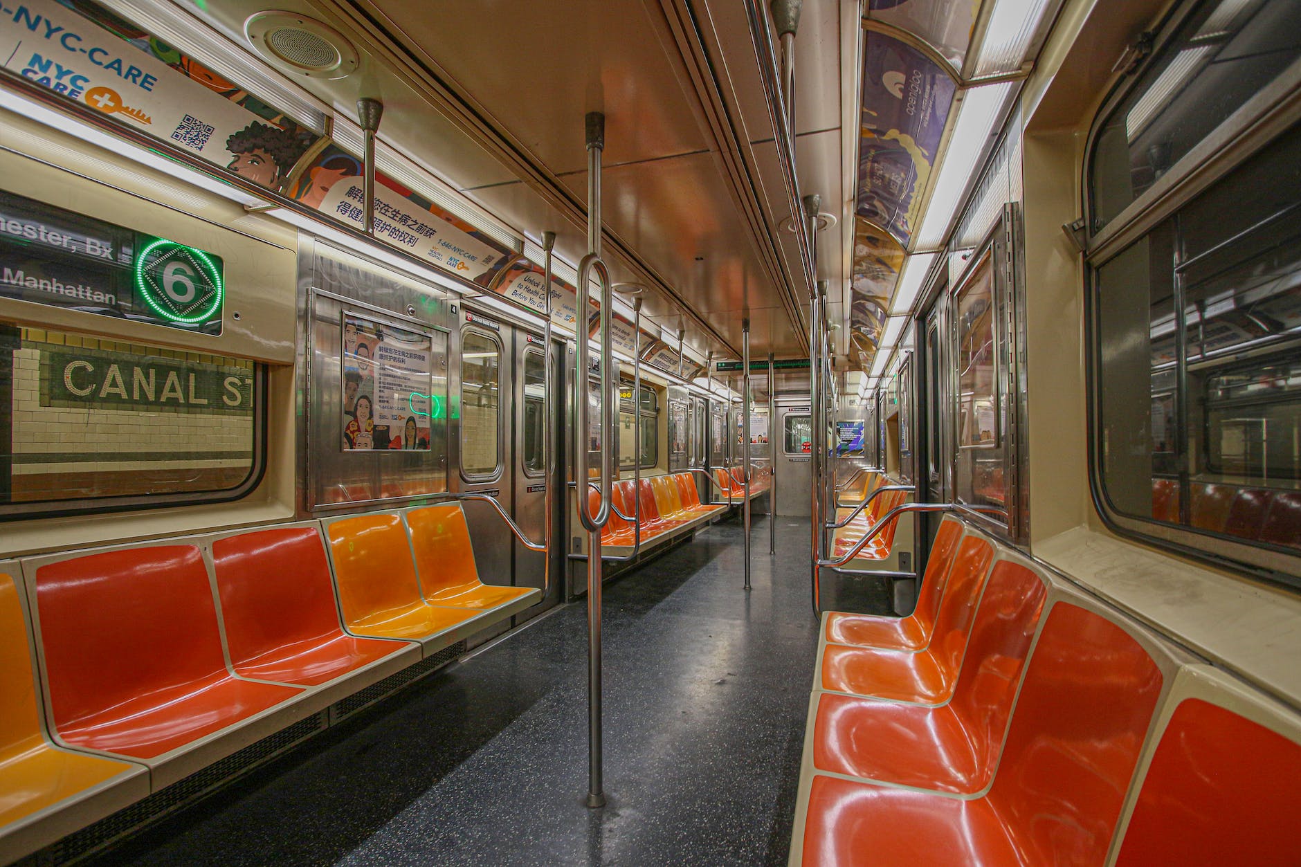 view of an empty new york city subway