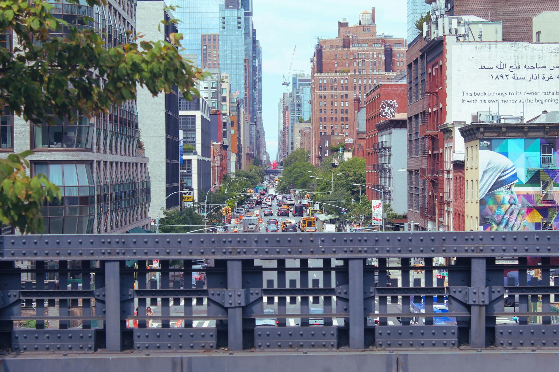street in new york seen from an iron bridge
